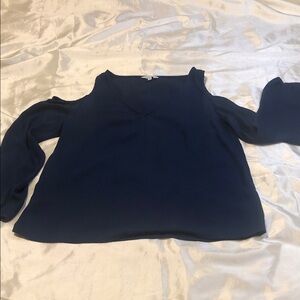 Naked Zebra Navy Blue Cold Shoulder Blouse